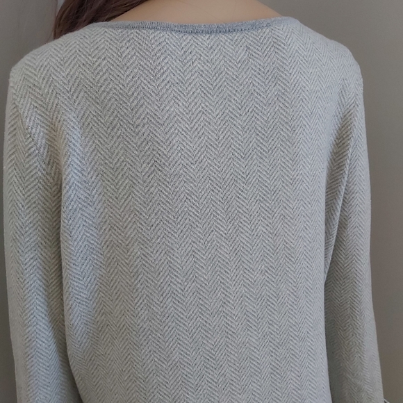 Ralph Lauren chevron chunky knit sweater dress bell long sleeves XL gray midi - Picture 7 of 13